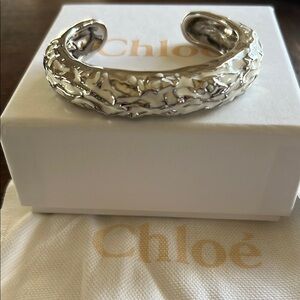 Chloé Silver Textured Cuff Bracelet
